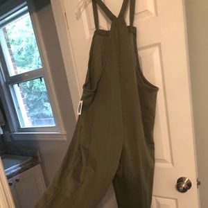 NWT. Hunter green super soft maternity overalls. Old Navy.